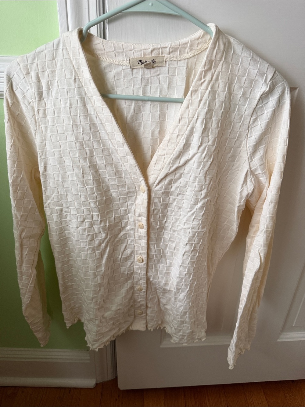 NWT Madewell beige checkered cotton cardigan